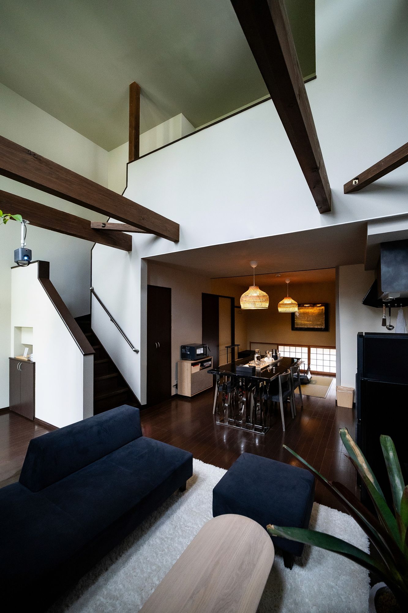 Lofted guest suite at SHIKI